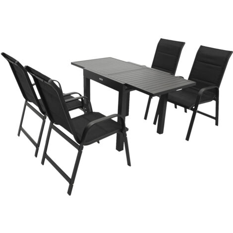 Garnitur ALCUDIA 5-teilig, Alu + Kunstgewebe schwarz