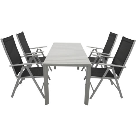 Garnitur BAGO 5-teilig, Alu + Kunstgewebe schwarz