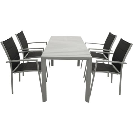 Garnitur BAGO 5-teilig, Alu + Kunstgewebe schwarz