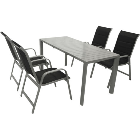 Garnitur BAGO 5-teilig, Alu + Kunstgewebe schwarz