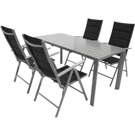 Garnitur BAGO 5-teilig, Alu + Kunstgewebe schwarz