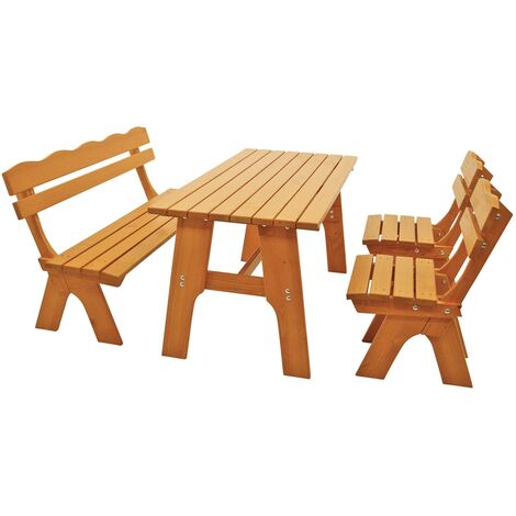 Garnitur FREITAL 4-teilig (2x Stuhl, 1x Bank 150cm, 1x Tisch 72x150cm), Kiefer massiv