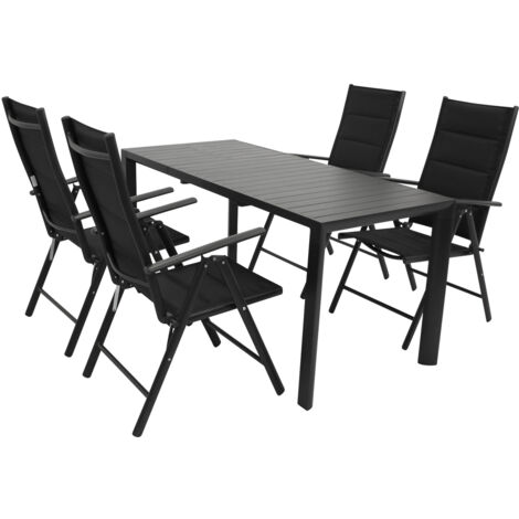 Garnitur LAGOS 5-teilig, Alu + Kunstgewebe schwarz