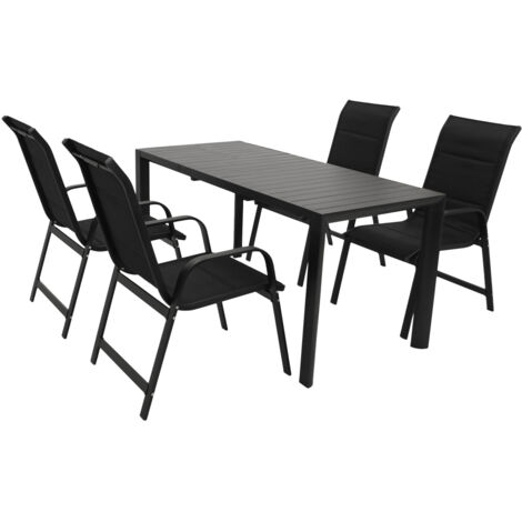 Garnitur LAGOS 5-teilig, Alu + Kunstgewebe schwarz