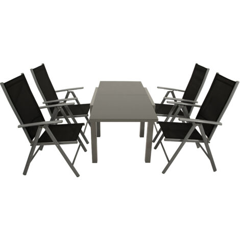 Garnitur MARINA 5-teilig, Aluminium + Kunstgewebe schwarz