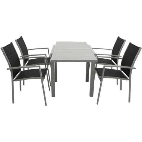 Garnitur TIRANA 5-teilig, Alu + Kunstgewebe schwarz