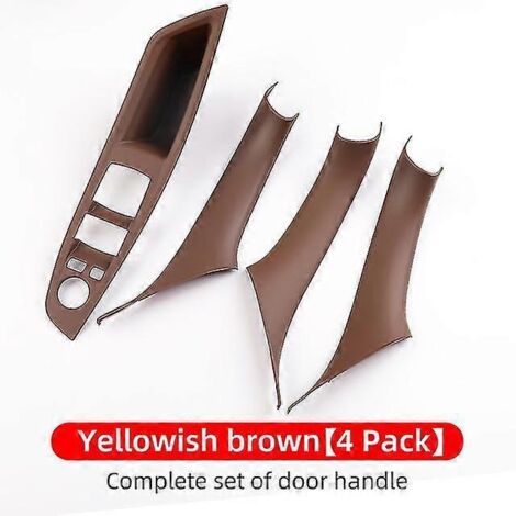 Garniture adhésive pour accoudoir côté conducteur et poignée de porte intérieure pour BMW Série 5 F10 F18 520 525 528 530 535 - Accessoires intérieurs - Marron - Lot de 4