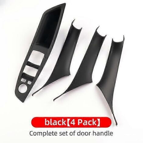 Garniture adhésive pour accoudoir côté conducteur et poignée de porte intérieure pour BMW Série 5 F10 F18 520 525 528 530 535 - Accessoires intérieurs - Noir - Lot de 4
