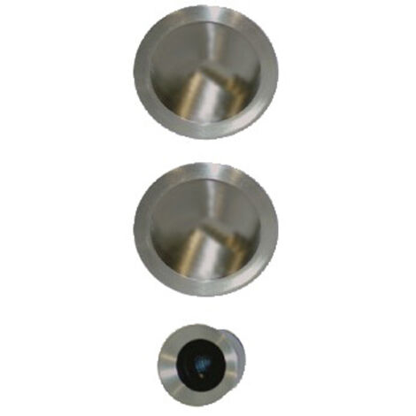 Garniture avec cuvette ronde pour porte coulissante intérieure aveugle - aspect inox - EUROWALE