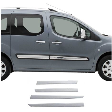 Garniture Baguette de porte latérale pour Peugeot Partner 2008-2018 inox 4Pcs