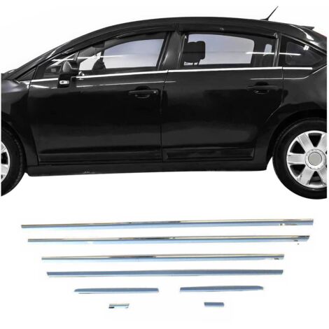 Garniture Baguette de Vitre pour Citroen C4 2004-2010 en acier inoxydable 8Pcs