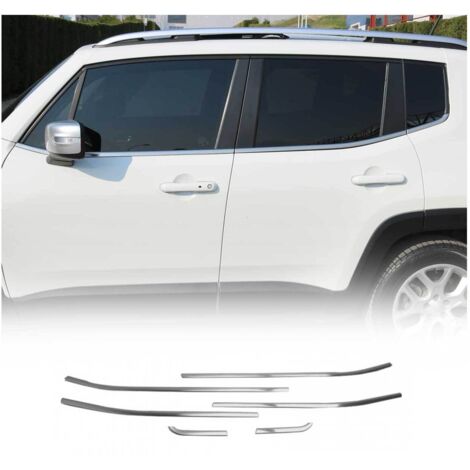 Garniture Baguette de Vitre pour Jeep Renegade 2014-2019 acier inox Brossé 6Pcs