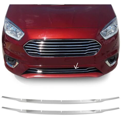 Garniture de Diffuseur Pare-chocs Avant Compatible avec Ford Transit Tourneo Courier 2018 à 2022, Garniture Baguette de Calandre en Acier Inoxydable Argent