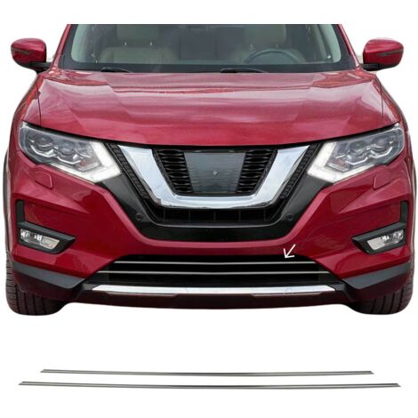 Garniture de Diffuseur Pare-chocs Avant Compatible avec Nissan X-Trail 2017-2021, Garniture Baguette de Calandre en Acier Inoxydable Argent