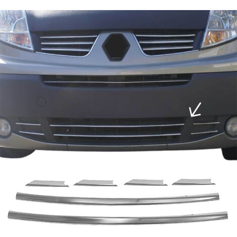 Garniture de Diffuseur Pare-chocs Avant Compatible avec Renault Trafic II 2010 à 2014, Garniture Baguette de Calandre en Acier Inoxydable Argent