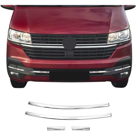 Garniture de Diffuseur Pare-chocs Avant Compatible avec VW T6 2019-2023, Garniture Baguette de Calandre en Acier Inoxydable Argent
