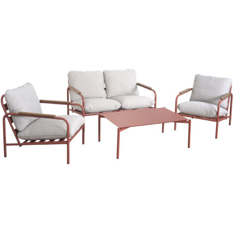 Garniture de jardin en aluminium HWC-O11, Outdoor Banc 2 places Fauteuil Canapé, Olefin (2