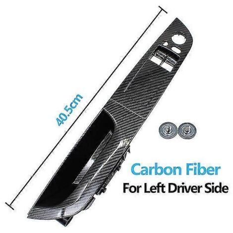 Garniture de panneau de commande de lève-vitre et d'accoudoir de porte intérieure côté conducteur (LHD) pour BMW Série 3 M3 E92 Coupé 320i 330i 335i 2007-2014 - Fibre de carbone
