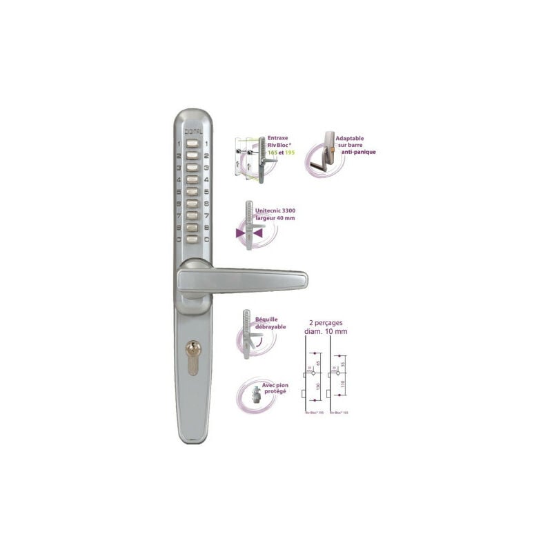 Garniture de porte à code mécanique série 3300 x