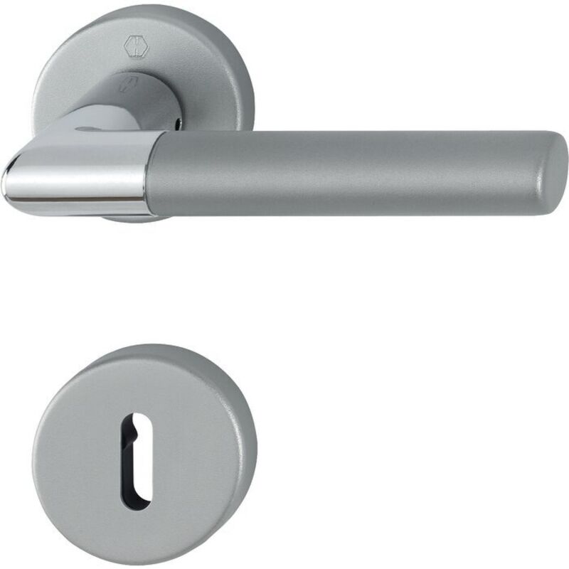 Hoppe - Garniture de porte Lecce en aluminium anodisé bi-couleur - Clé en l - 3895276