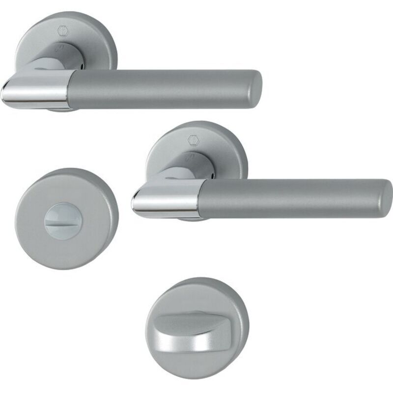 Hoppe - Garniture de porte Lecce en aluminium anodisé bi-couleur - Porte WC/Salle de bain - 3895292
