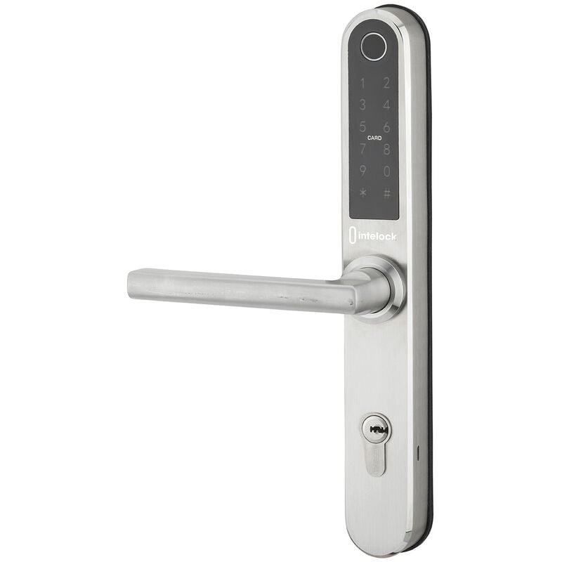 Paire de poignées connectées Intelock Multi, pour porte d'entrée, entr'axes 70mm, argent