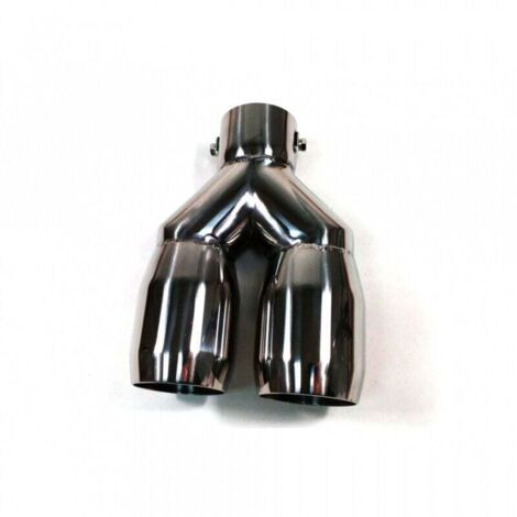 Garniture de tuyau d'échappement de voiture chromé double rond en acier inoxydable/embout de silencieux 2.6"