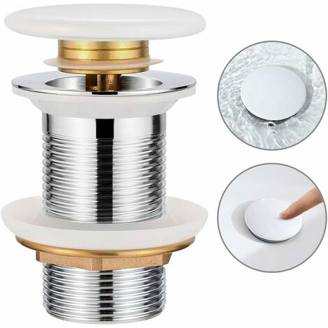 Garniture de vidage Universelle en céramique sans trop-Plein, Garniture de vidage pour lavabo Noir Mat soupape de vidage bonde pour lavabo/Robinet de vidage de lavabo en Laiton