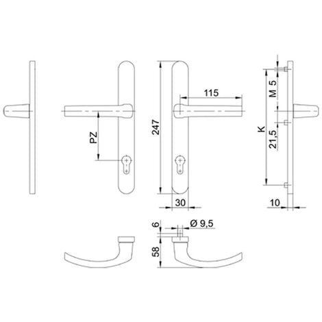 Garniture eva avec ressort de rappel sur plaques de 30mm - Carré (mm) : 8 - Entraxe (mm) : 92 - Entraxe fixations (mm) : 216 - Finition : Blanc RAL9016 -