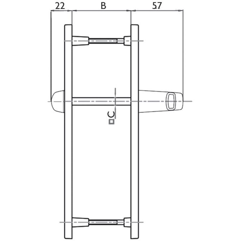 Garniture eva-e saillie réduite sur plaques de 24mm - Carré (mm) : 7 - Entraxe (mm) : 70 - Ep. Porte (mm) : 60-77 - Finition : Gris métallisé -