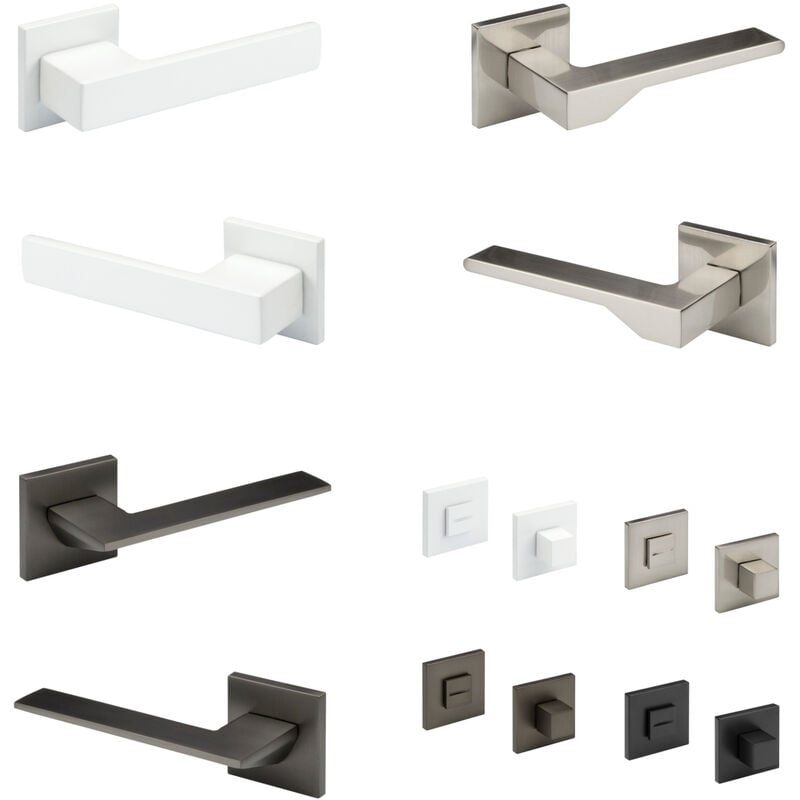 Garniture porte design, poignée porte chambre wc / salle bain aluminium: graphite mat, Poignées de porte Q01