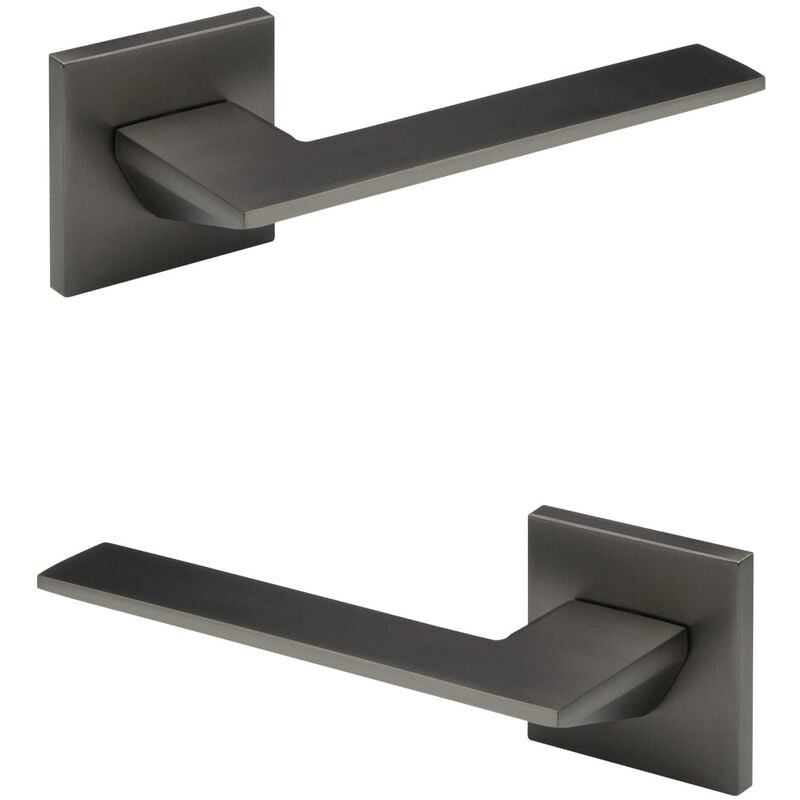 Hexim - Garniture porte design, poignée porte chambre wc / salle bain aluminium - Ricardo Borelli Q01: graphite mat, Poignées de porte