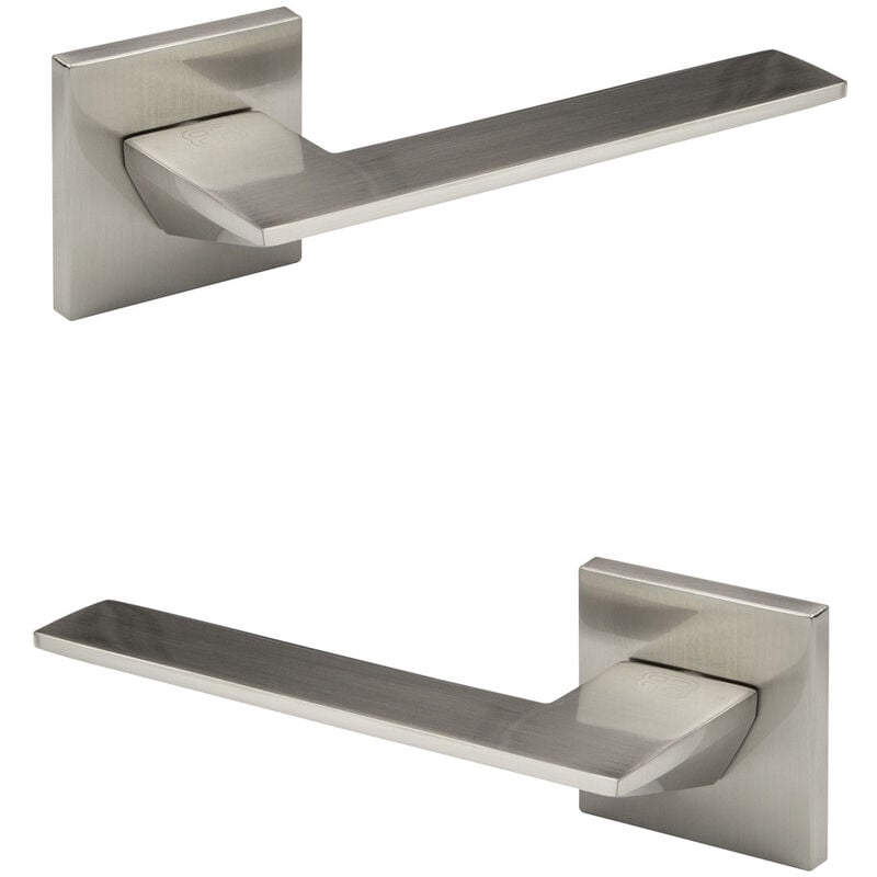 Hexim - Garniture porte design, poignée porte chambre wc / salle bain aluminium - Ricardo Borelli Q01: nickel mat, Poignées de porte