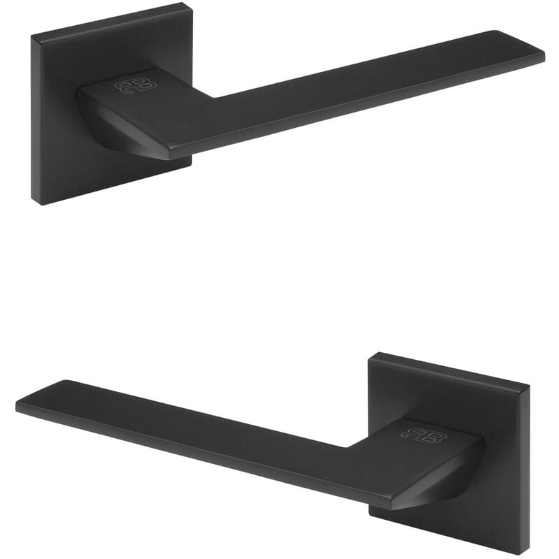 Hexim - Garniture porte design, poignée porte chambre wc / salle bain aluminium - Ricardo Borelli Q01: noir mat, Poignées de porte