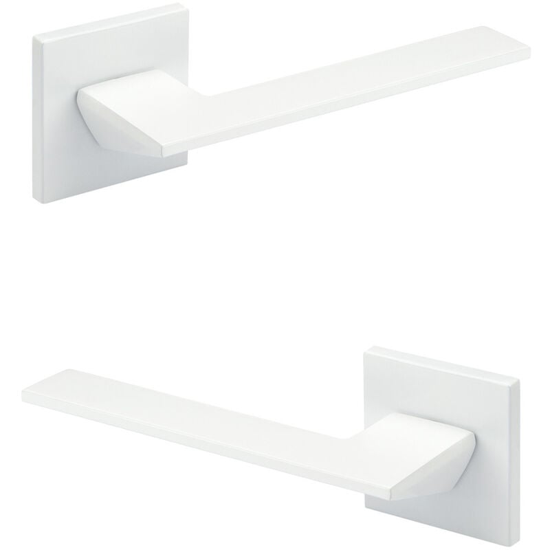 Hexim - Garniture porte design, poignée porte chambre wc / salle bain aluminium - Ricardo Borelli Q01: blanc mat, Poignées de porte