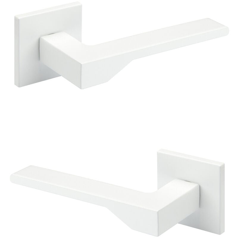 Hexim - Garniture porte design, poignée porte chambre wc / salle bain aluminium - Ricardo Borelli Q02: blanc mat, Poignées de porte