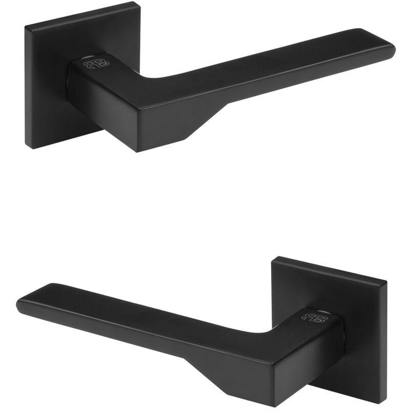 Hexim - Garniture porte design, poignée porte chambre wc / salle bain aluminium - Ricardo Borelli Q02: noir mat, Poignées de porte