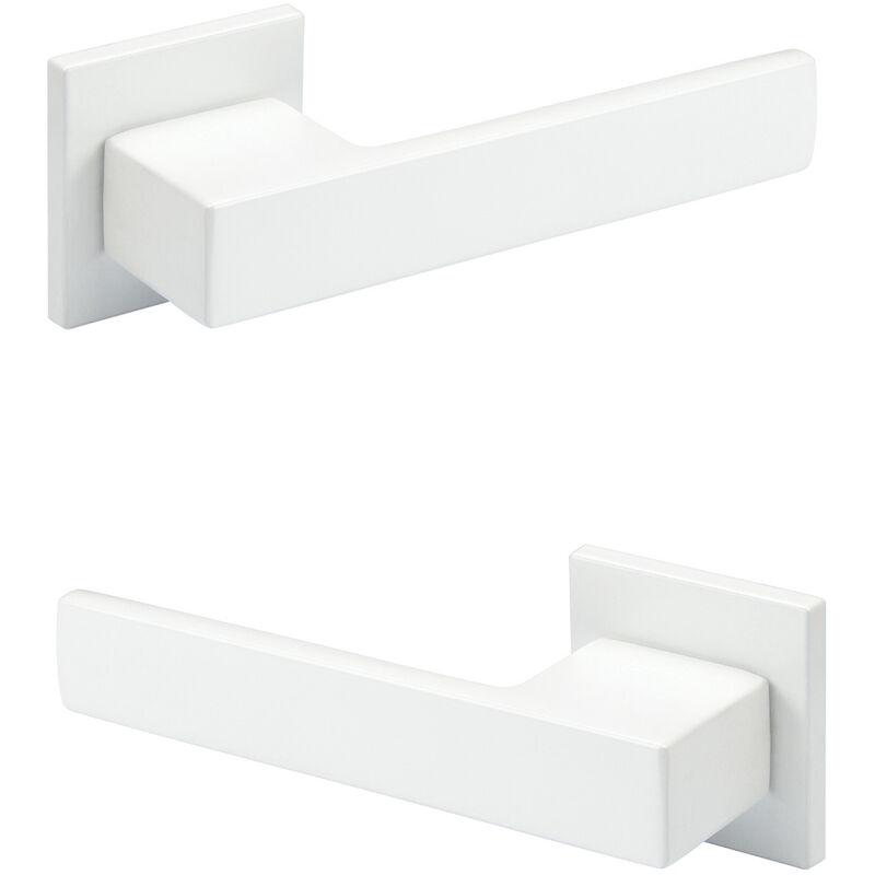 Hexim - Garniture porte design, poignée porte chambre wc / salle bain aluminium - Ricardo Borelli Q06: blanc mat, Poignées de porte