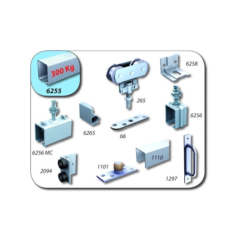 Garniture pour porte coulissante suspendue sans rail 6255GV sportub - Poids max. : 300 kg Mantion
