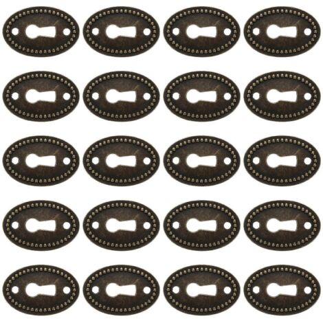 Garnitures de serrure pour commode ou armoire ancienne, cache-serrure ovale 3,50 x 2,30 x 0,10 cm, lot de 20 pièces.