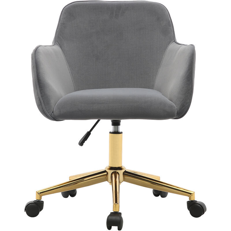 Nouveau Tissu Velours Matériel Hauteur réglable pivotant Home Office Chair For Indoor Office With Gold Legs, Grey l&h