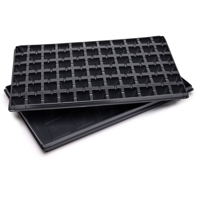 Garronda Anzuchtplatte Mit Untersetzer Mit 66 Pflanzlöchern Anzucht Schale Pflanzschale Gewächshaus Keimschale Stabiles Set Gd-0066 (53x32 Cm