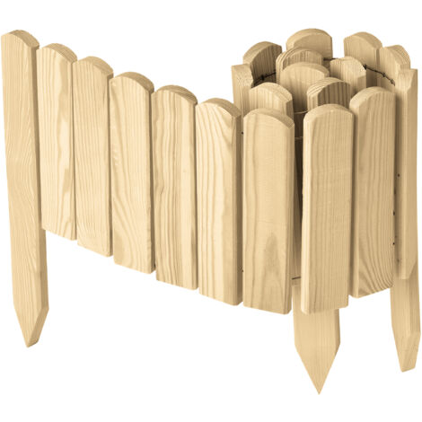 Garronda Beeteinfassung Holz Rollzaun Holzzaun 20 cm x 100 cm imprägniert Flexibler Rollborder Rasenkante Palisade Gartenzaun Umzäunung für Garten GD-0148, Natural (Nicht imprägniert)