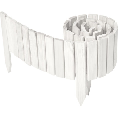 Garronda Beeteinfassung Holz Rollzaun Holzzaun 20 cm x 200 cm imprägniert Flexibler Rollborder Rasenkante Palisade Gartenzaun Umzäunung für Garten GD-0149, Weiß