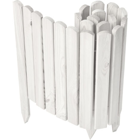Garronda Beeteinfassung Holz Rollzaun Holzzaun 40 cm x 100 cm imprägniert Flexibler Rollborder Rasenkante Palisade Gartenzaun Umzäunung für Garten GD-0148, Weiß