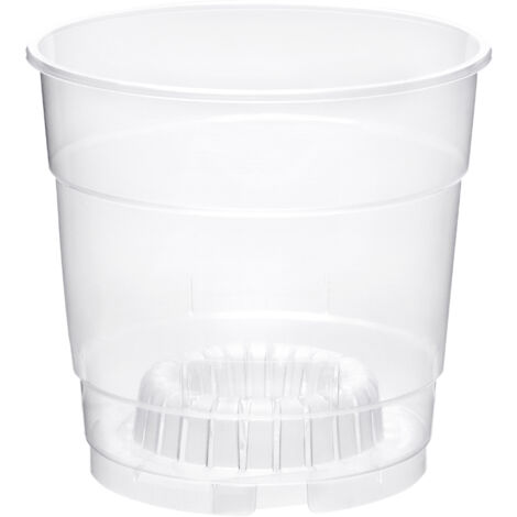 Garronda Blumentopf Orchideentopf Transparent runder Übertöpfe für Zimmerpflanzen Pflanzentopf Pflanztöpfe Kunststoff in verschiedenen Größen GD-0024 (Transparent, ⌀ 12cm H 10,5cm)