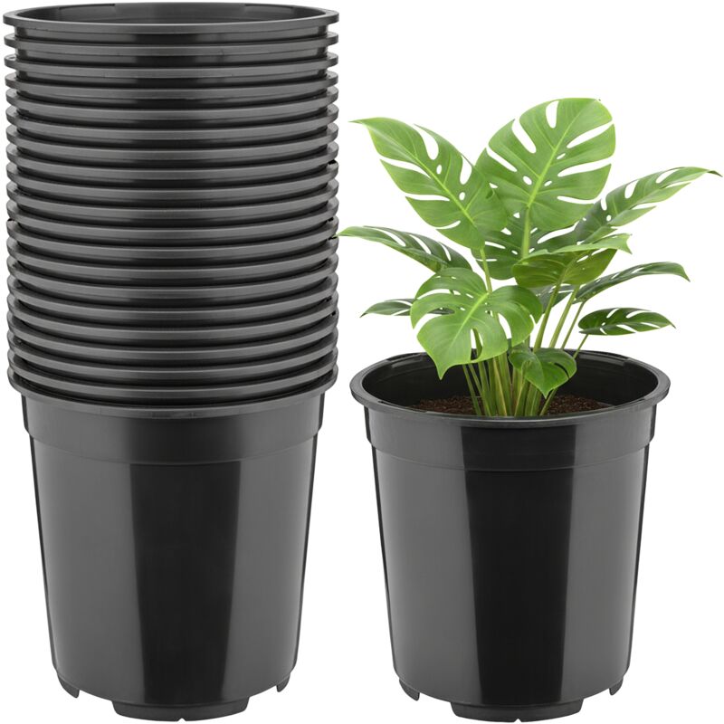Garronda Blumentopf Rund Hoch Kunststoff Ø21 X 20 Cm (5l) 20er Set Mit Drainagelöchern Pflanztopf Robustes Pp Pflanzgefäß Für Garten Gewächshaus