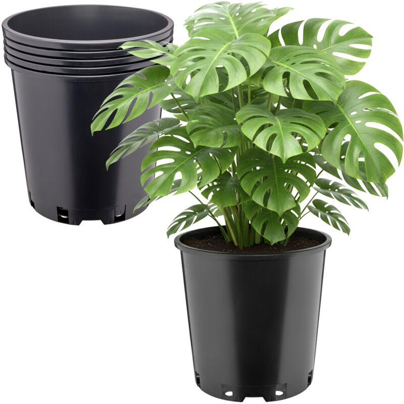 Garronda Blumentopf Rund Hoch Kunststoff Ø26 X 26 Cm (12l) 5er Set Mit Drainagelöchern Pflanztopf Robustes Pp Pflanzgefäß Für Garten Gewächshaus