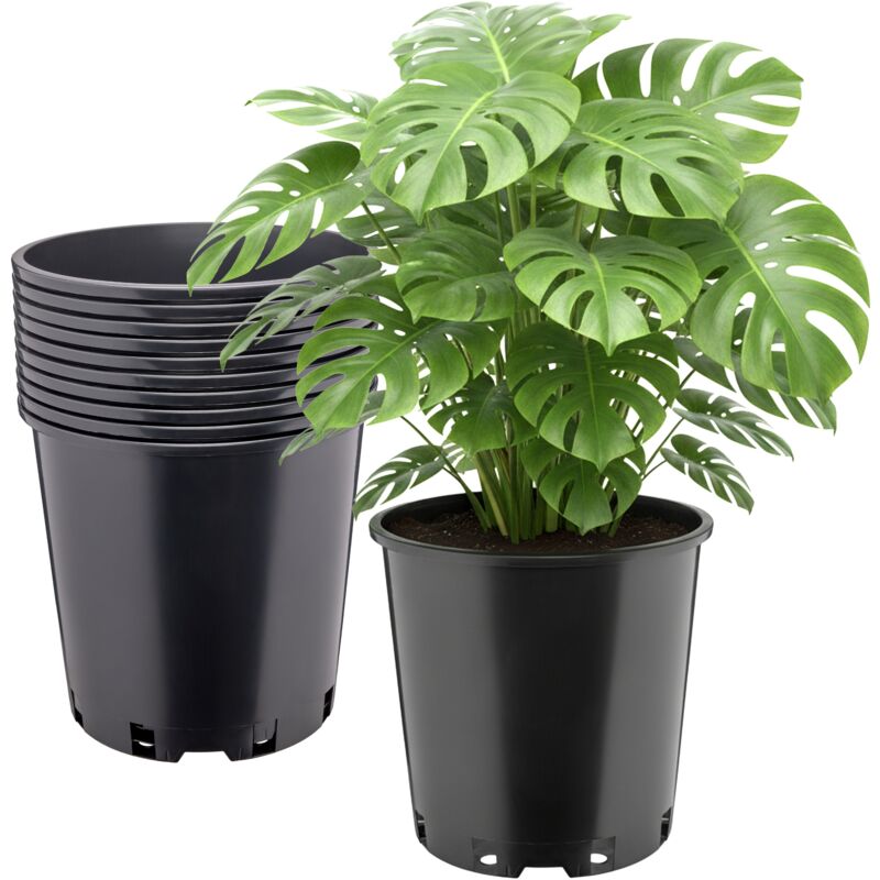 Garronda Blumentopf Rund Hoch Kunststoff Ø26 X 26 Cm (12l) 10er Set Mit Drainagelöchern Pflanztopf Robustes Pp Pflanzgefäß Für Garten