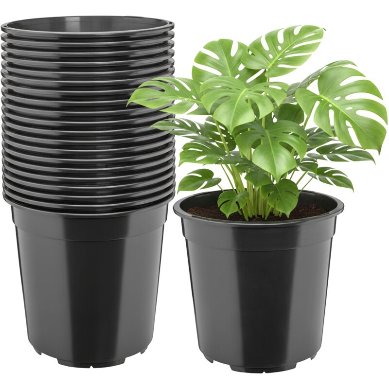 Garronda Blumentopf Rund Hoch Kunststoff Ø24 X 22 Cm (7l) 20er Set Mit Drainagelöchern Pflanztopf Robustes Pp Pflanzgefäß Für Garten Gewächshaus